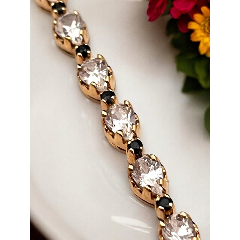 New HSN Tennis Bracelet Cubic Zirconia Gold Plated Sterling - 9X